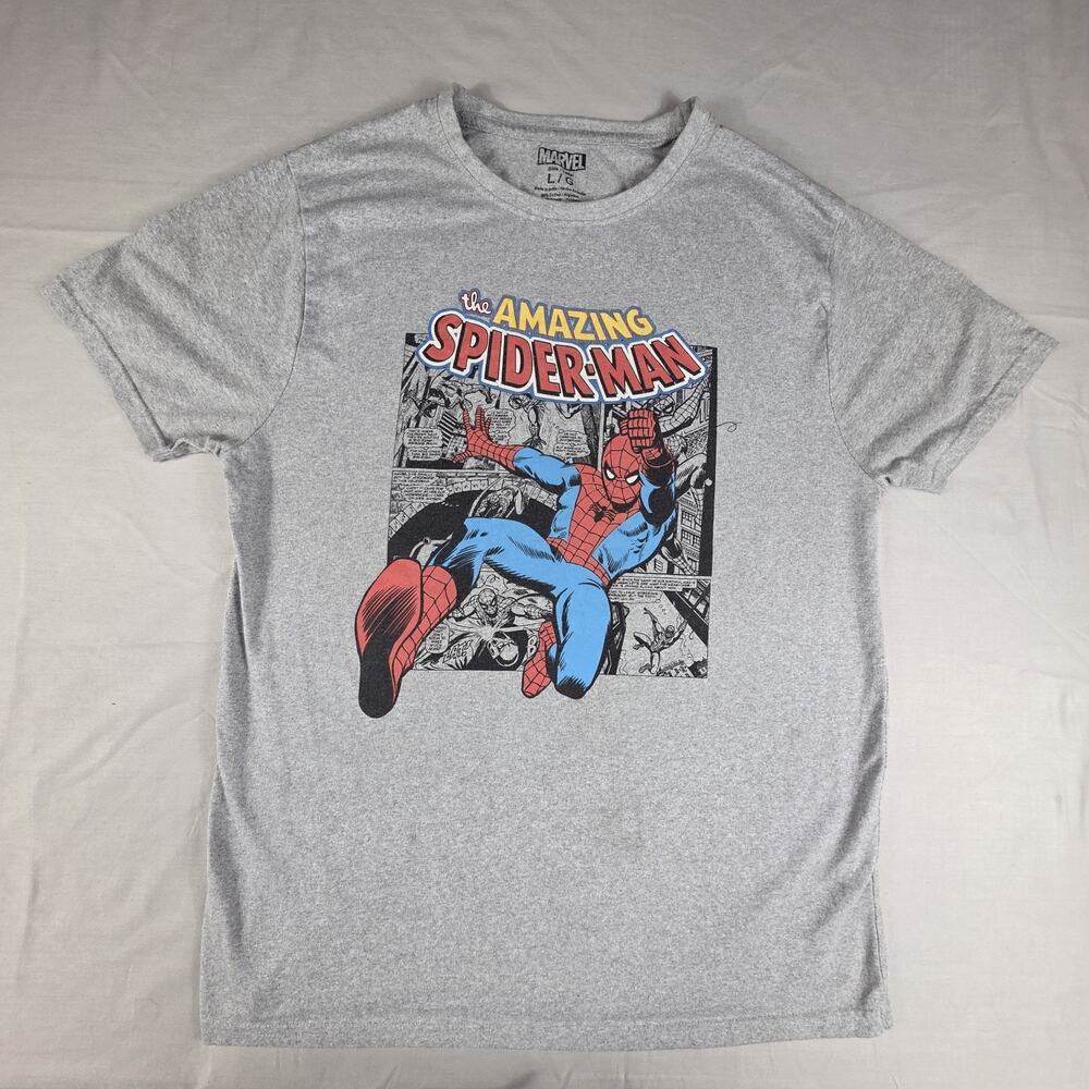 Marvel The Amazing Spider-Man Graphic Gray Heather Men s Large Retro Comic